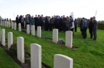 At the grave of Richard Lancaster, Prowes Point Cemetery – Somme and Ypres Battlefield Tour