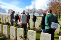 Tour party at Caterpillar Valley Cemetery – Somme and Ypres Battlefield Tour
