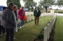 Rue-du-Bois Cemetery in Fleurbaix for sisters Joan and Margaret to place crosses on their relative’s grave. The first time any family member had visited the grave – Somme Battlefield Tour