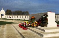Tyne Cot, the largest Commonwealth military cemetery in the world, wreaths at the Stone of Remembrance – Armistice Remembrance Tour