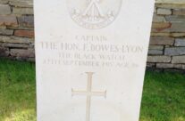 Headstone of Captain Fergus Bowes-Lyon, Quarry Cemetery, an older brother of the late Queen Mother – Arras 100 Anniversary Battlefield Tour