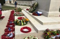 Wreaths at the Stone of Remembrance, Tyne Cot for the Passchendaele 100th Anniversary Remembrance Service – Passchendaele Anniversary Remembrance Battlefield Tour