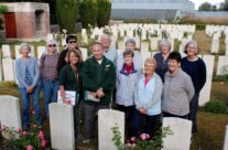 The group at Le Pont d’Achelles Cemetery – the cemetery where Stephen Grady and his father worked – Gardens of Stone book by Stephen Grady WW2 Tour