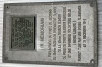 Plaque showing Aid Station that was destroyed during the battle killing nurse Renee Lemaire – RGJ Assoc London Branch, Battle of the Bulge WW2 Tour