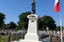 French war memorial in the churchyard by Ranville War Cemetery – 2024 Normandy and D-Day Landings Tour